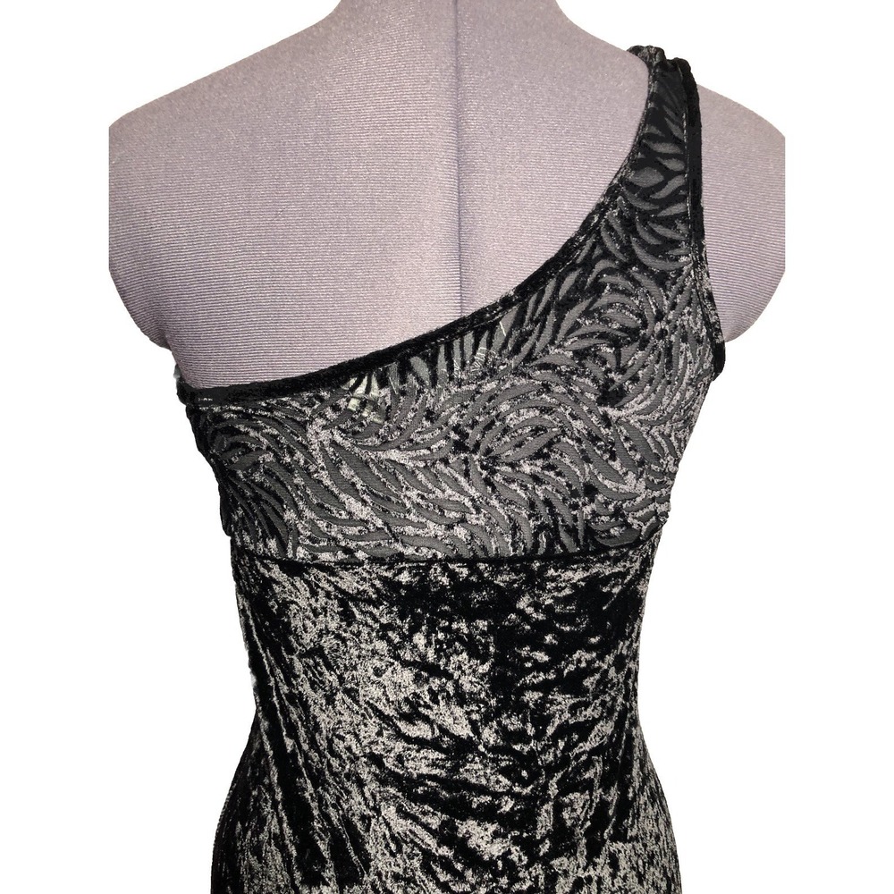 Vtg 90s whimsygoth‎ Witchcore Black Sheer One Shoulder Gown dress Monroe M - Picture 6 of 10